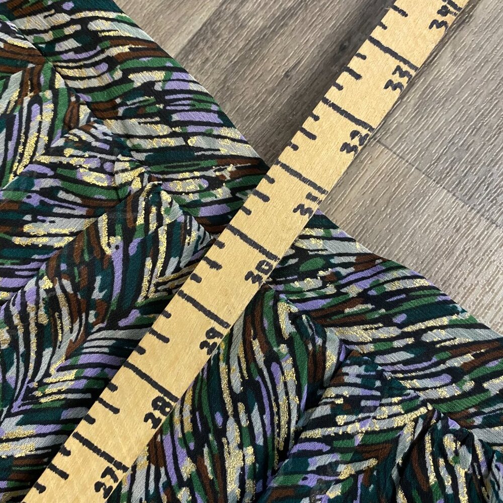 Ophelia Roe Patterned Tiered Maxi Skirt Size Small Green Purple Gold - Picture 6 of 7